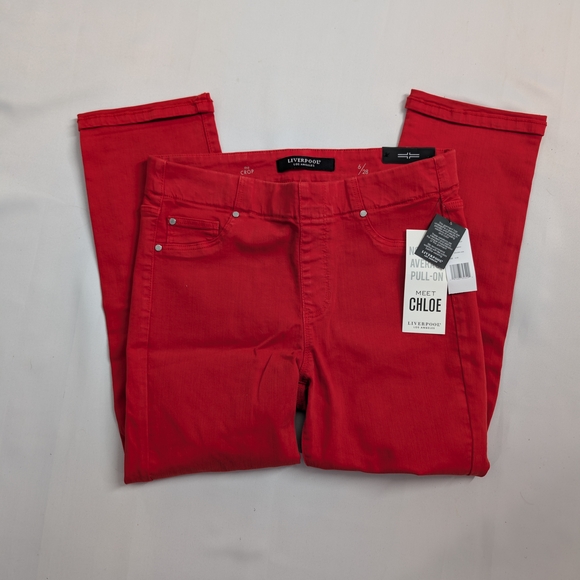 Liverpool Pants - Liverpool Women's Burnt Orange (Molten Lava) Stretch Pull On Chloe Crop Pant